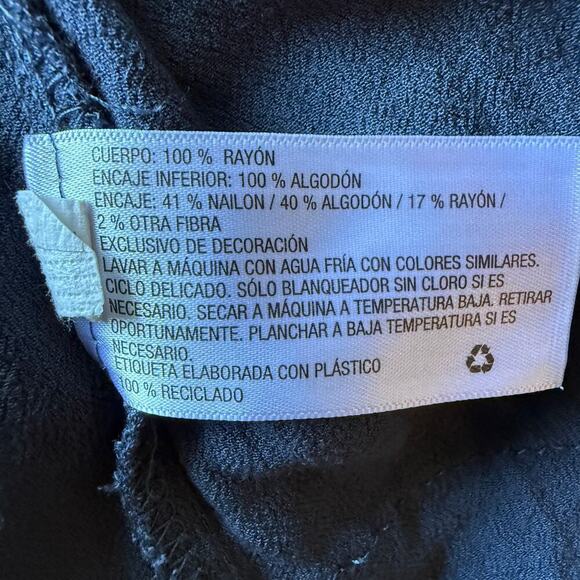 Knox Rose Navy Blue Boho Crochet Lace Tassel Tunic Peasant Dress Medium Festival - Picture 10 of 12